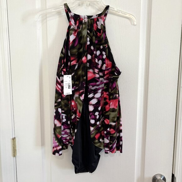 Magicsuit by Miraclesuit Aubrey Flutter Swimsuit 1-PC Black Multi Size 12 NEW